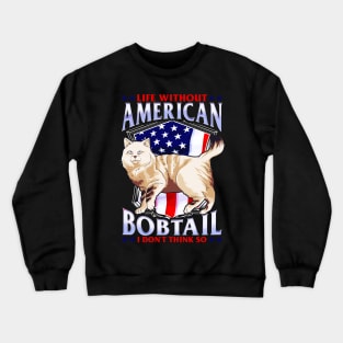 Cat Mom American Bobtail Gift American flag Crewneck Sweatshirt